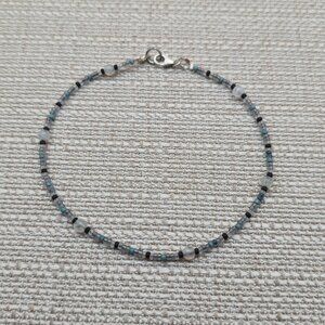 9.5 Inch Sterling Silver Handmade Beaded Moonstone Ankle Bracelet B612